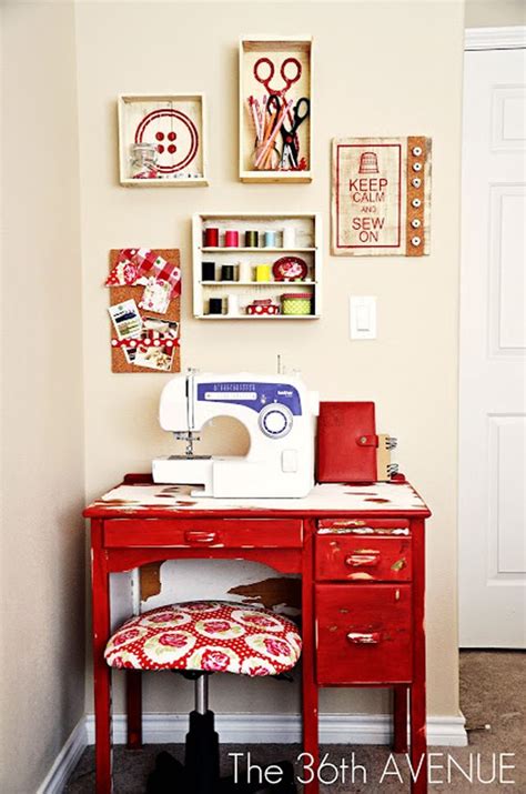 Threading My Way: Creative Sewing & Craft Rooms / Spaces Small Sewing Space, Sewing Spaces ...