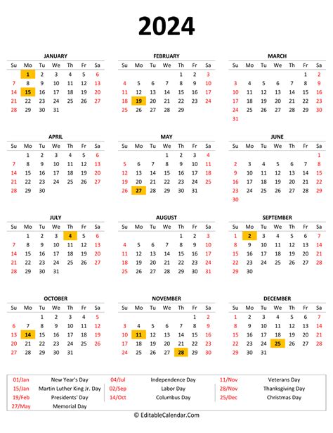 2024 February Calendar Printable With Holidays 2021 - August 2024 ...