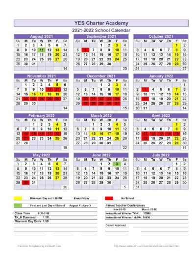 School Calendar – YES Charter Academy