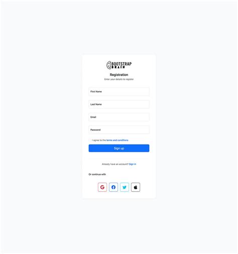 Bootstrap Signup Form Template - BootstrapBrain