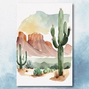 Minimalist Sonoran Desert Cactus Wall Art Southwest Nature Inspired ...