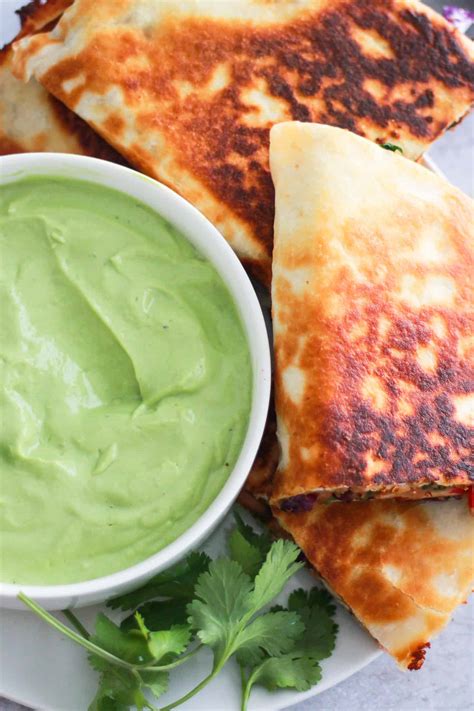 Vegetarian Quesadilla with Avocado Crema - 30-Minute Dinner or Appetizer