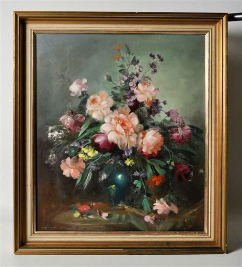 Vintage Still Life Oil Painting On Canvas Flowers In Vase Signed #Modernism | Painting, Art ...