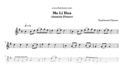 Mo Li Hua (Trad. Chinese) - Free Flute Sheet Music | flutetunes.com