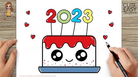 How to Draw a New Year Cake 2023 | New Year Drawing Easy 🙂 - YouTube