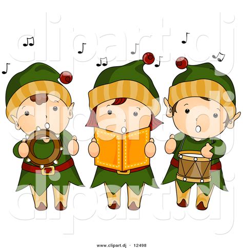 Vector Clipart of Cartoon Kids Singing Christmas Music While Dressed ...