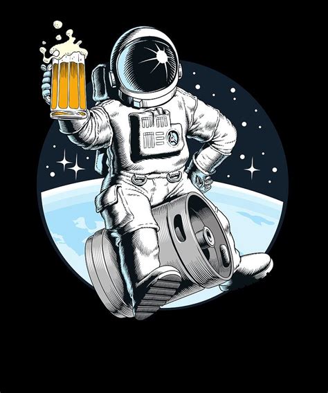 Beer Drinking Astronaut Funny Lager Alcohol Digital Art by Jonathan Golding