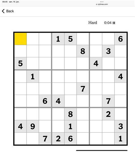 New York times sudoku Hard 14 january No notes : r/sudoku