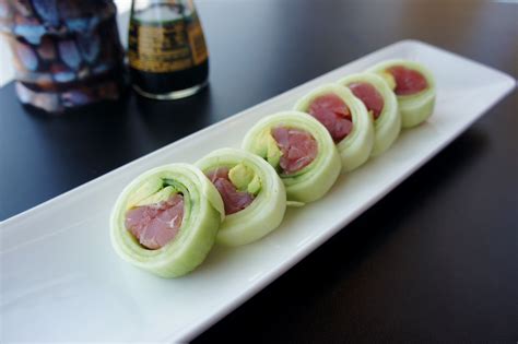 Gluten-free sushi - Naruto Roll! Rice replaced with cucumber wrap. | Healthy dishes, Sushi ...