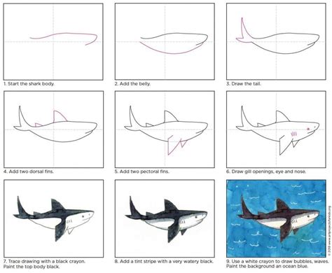 How to Draw a Shark Easy, Step-by-Step Art Lesson for Kids | Shark drawing, Shark drawing easy ...