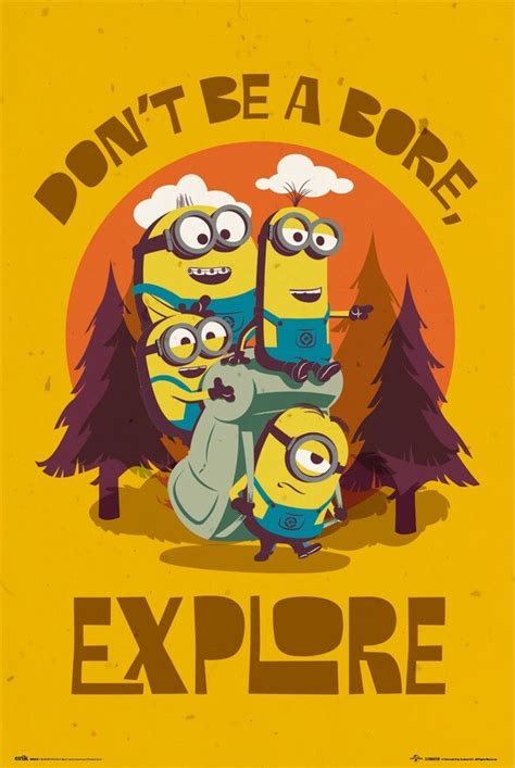 Poster Minions - Don‘t Be Bore, Explore | Wall Art | 3+1 FREE | Europosters