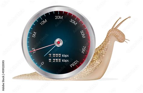 snail with internet speed test meter Stock Vector | Adobe Stock