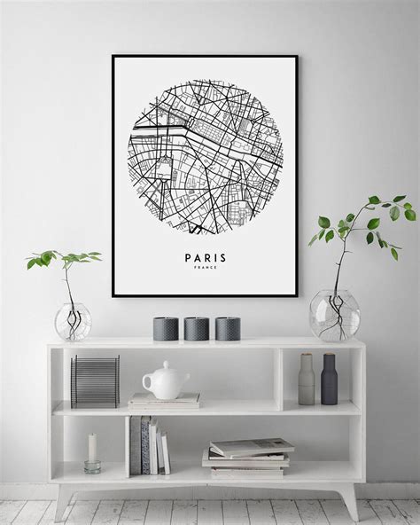 Paris Map Paris Print Map Print Paris Poster Paris | Etsy