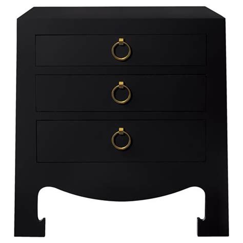 Una Hollywood Regency Golden Black Lacquer Nightstand | Kathy Kuo Home