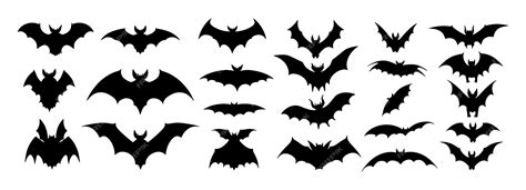 Premium Vector | Collection of hand drawn various black silhouettes of flying bats