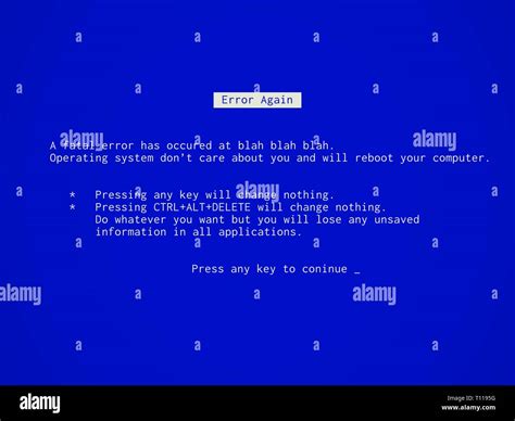 Fake Funny Blue Screen Of Death Error Message During System Stock ...