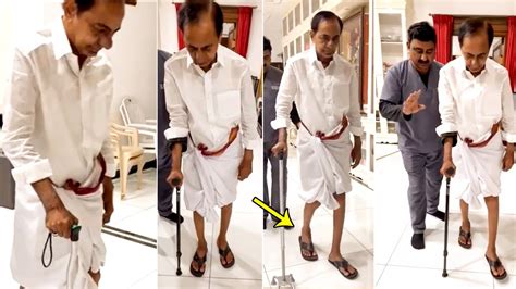 Former CM KCR Latest Visuals After Surgery Walking With The Help of Stick | Filmylooks - YouTube