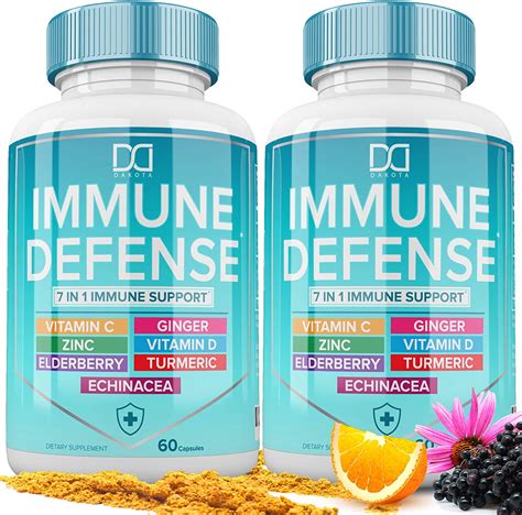 7 in 1 Immune Support Booster Supplement with Elderberry, Vitamin C and Zinc 50mg, Vitamin D ...