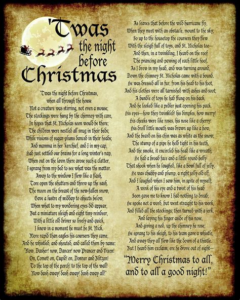 Twas The Night Before Christmas Lyrics Printable