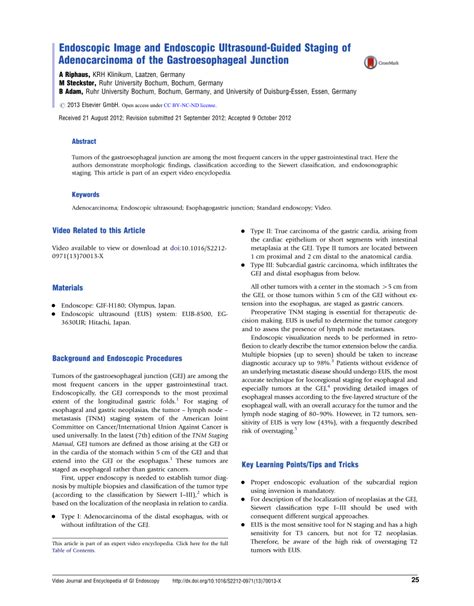 (PDF) Endoscopic Image and Endoscopic Ultrasound-Guided Staging of ...