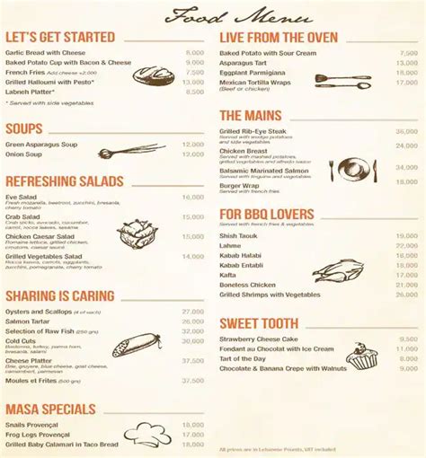 Masa Restaurant - Byblos Sur Mer Menu - Zomato Lebanon