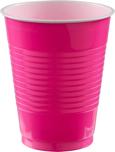 Amazon.com: Amscan Bright Pink Plastic Cups - 18 Oz. | 20 Reusable Party Cups, Perfect Drinkware ...