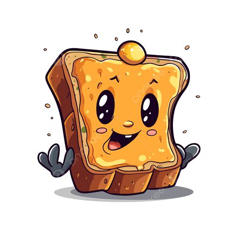 French Toast Vector, Sticker Clipart Toast Character In A Cartoon Style ...