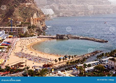 Puerto de Mogan beach stock photo. Image of landscape - 4158736