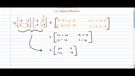 Matrices - Multiplication of 2x2 Square Matrices - YouTube