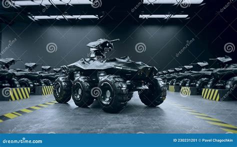 Futuristic Military Tanks in Military Base. 3d Rendering. Stock ...