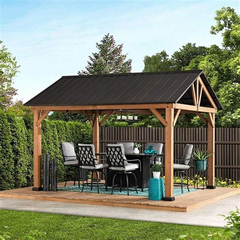 Heavy Duty Gazebo Metal Hardtop Roof Outdoor Garden Pergola Patio Yard ...