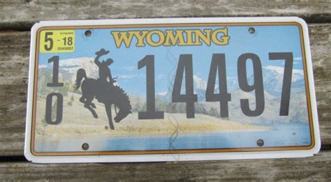 License Plate for SALE Wyoming Mountain Scene License Plate Bucking Horse SHOP Vintage Antique ...