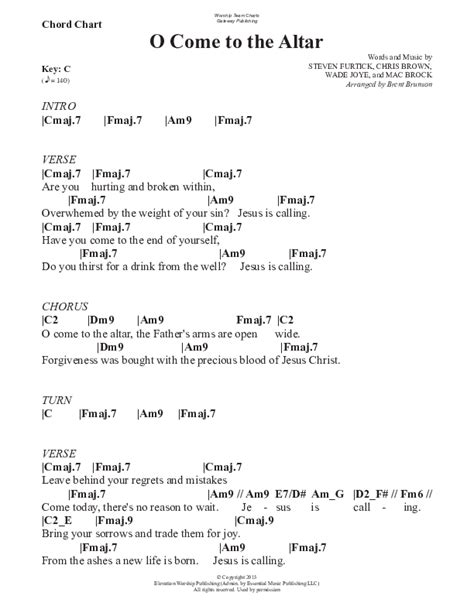 O Come To The Altar (Gospel) Chords PDF (WorshipTeam.tv) - PraiseCharts