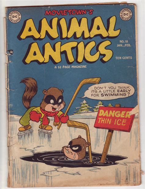 Movietown's Animal Antics Comic - 1949 Chipmunks Playing Hockey ...