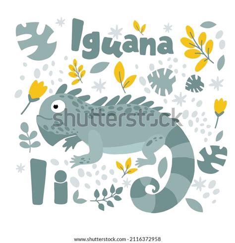 Cute Animal Alphabet Letter Iguana Stock Illustration 2116372958 | Shutterstock