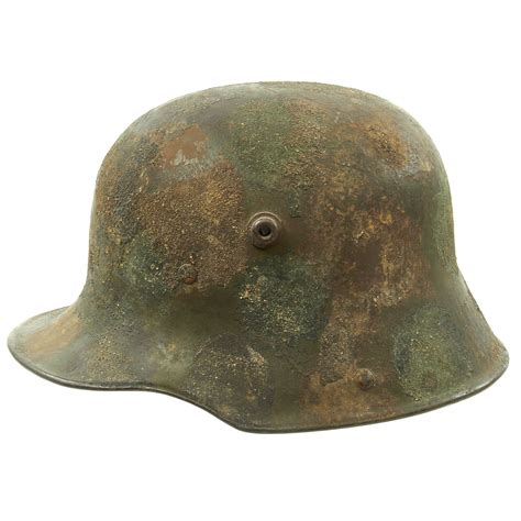 Original German WWI M16 Stahlhelm Helmet with Textured Panel Camouflag – International Military ...