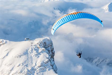 Paragliding in the Mountains Stock Image - Image of mountains, powder: 186741843