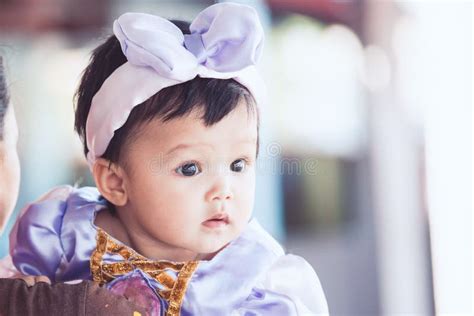 Portrait of Cute Asian Baby Girl Wearing Beautiful Bow Stock Photo - Image of cute, asian: 114268178