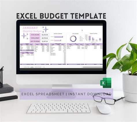 Excel Budget Template Spreadsheet Dashboard Monthly Budget Spreadsheet ...