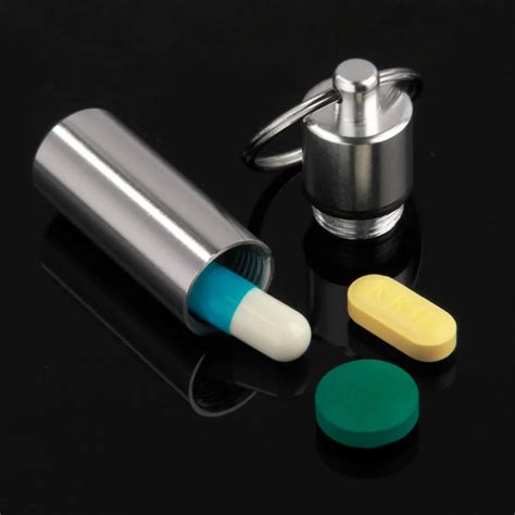 2PCS key holder Aluminum Waterproof Pill Shaped Box Bottle Holder ...