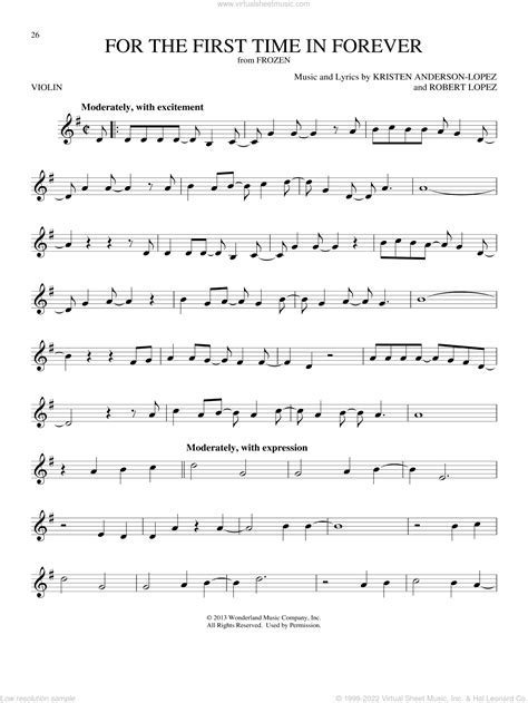 For The First Time In Forever (from Frozen) sheet music for violin solo