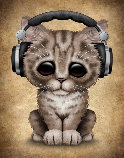 "Cute Kitten Dj Wearing Headphones " by jeff bartels | Redbubble