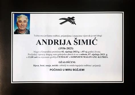 Osmrtnice Livno Andrija Šimić