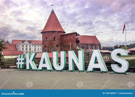 View of Kaunas Castle and Word Kaunas during Sunset Stock Image - Image of city, historic: 168738541