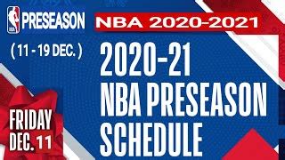 NBA preseason 2020 schedule ; NBA preseason games today ; NBA schedule 2020-21 ; NBA games today ...