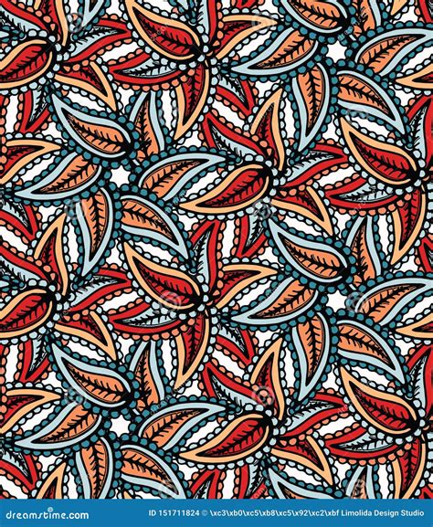 Boho Leaves All Over Print. Seamless Repeating Pattern Swatch. Red ...