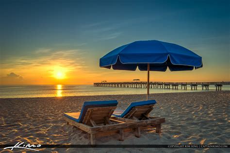 Beach Chairs and Umbrella at Lake Worth Pier | HDR Photography by ...