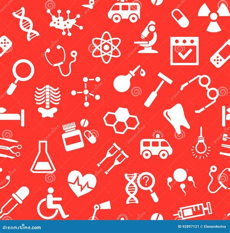 Medicine, Red Background, Flat, Seamless, Vector. Stock Vector ...