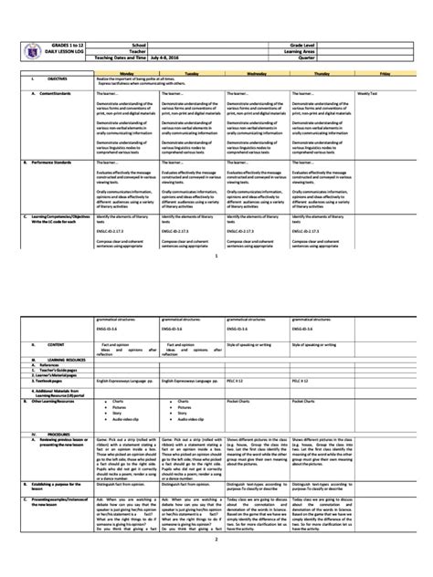 PDF Grade 5 English DLL Whole Year Grade 5 DL | PDF | English Language ...