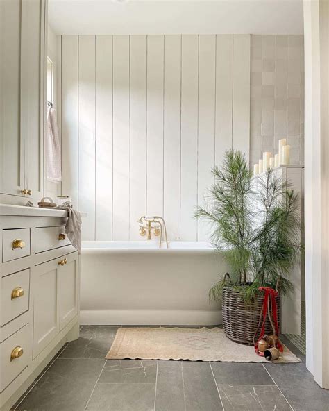 White Vertical Shiplap Bathroom Accent Wall - Soul & Lane